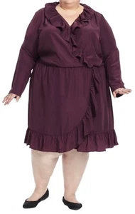 más 5X Amanda Uprichard Falso Envolvente Volantes Oficina Cena Fiesta Vestido de Invitado - Imagen 1 de 14