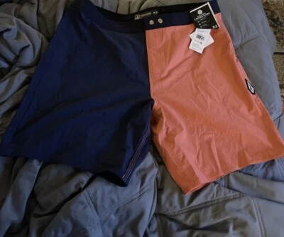 Volcom Mens Swim Trunks Size 32 NWT Surf Board Shorts New Blue Peach - Image 1 of 4