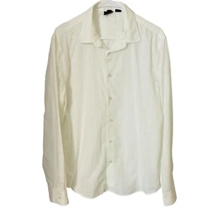 Armani Exchange Shirt Mens L White All Over Logo Print Button Up Long Sleeve - Picture 1 of 10