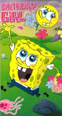 Spongebob SquarePants Birthday Card with badge Sponge Bob Birthday girl  - Image 1 of 2