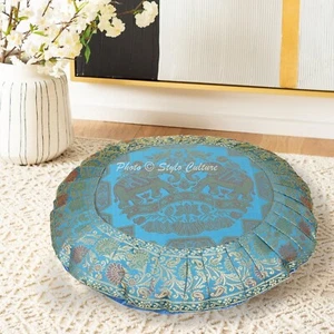 Round Mat Blue Floral Elephant Floor Pillow Memory Pillow Pad 18 in Decorative - Picture 1 of 7