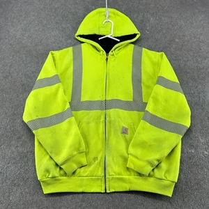 Carhartt Hoodie Mens L Green Reflective Workwear Thermal Lined Hi Vis 3M Neon - Picture 1 of 22