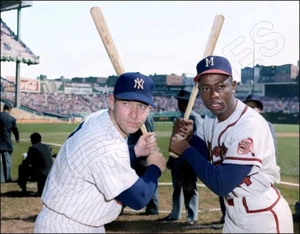 Mantle Aaron Photo 11X14 Yankees 1957 World Series Colorized FREE Shipping - Picture 1 of 3