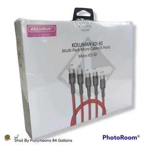KOLUMAN KD-30 Multi-Pak Micro USB Cables de Carga Rápida (Paquete de 5 Negros) - Imagen 1 de 5