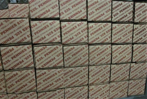 Box of 50 Rolls Circulated Zinc Pennies FV $25 - Free Shipping Cover