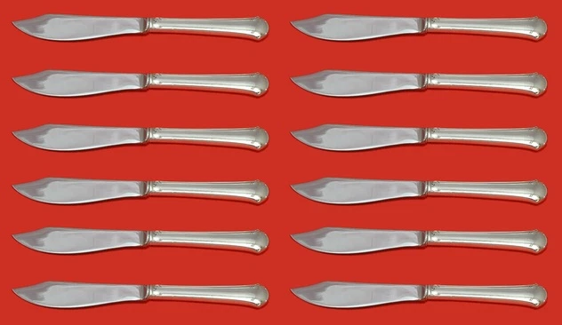 Juego personalizado de cuchillos de pescado de plata esterlina Chippendale by Towle 12 piezas 8 1/4" Foto 1 de 1