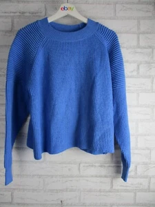 White Closet womens knit jumper sweater blue ribbed L, 14 long sleeve new - Picture 1 of 13