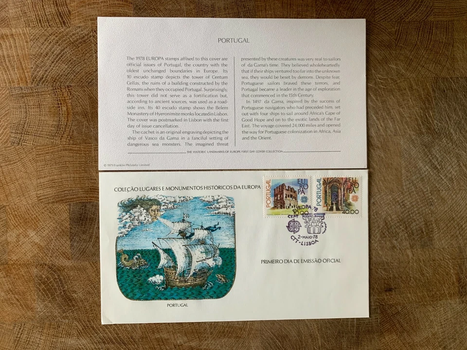 PORTUGAL 1978 FDC FRANKLIN LANDMARKS CENTUM CELLAS BELEM MONASTERY VASCO DA GAMA - Image 1 of 1