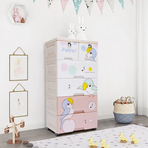 Plastic Drawers Dresser Storage Organizer Cabinet + 6 Drawers Closet Dresser Cover