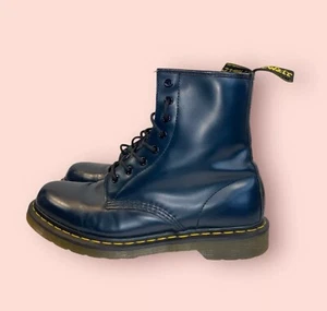 DR. MARTENS 11821 Navy Blue Smooth Leather 8 Eye Combat Boots Women's Sz US 11 - Picture 1 of 8