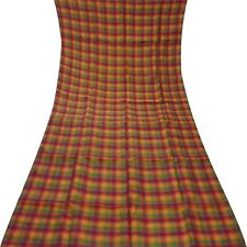 Vintage Multicolore 100% Pura Seta Handloom Sari Residuo 3.7m Craft Tessuto