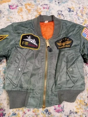 Chaqueta de Vuelo Rothco Niños MA-1 Bombardero Militar Verde Naranja Reversible XS Foto 1 de 4