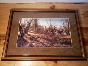 "Autumn Run" Framed Print Art by Terry Redlin Deer Stud Oak Matted Limited - Picture 1 of 11