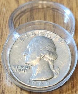 Vintage 1965 Washington Quarter No Mint Mark/ Distorted Motto Rare - Picture 1 of 2