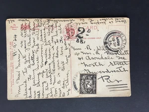 GB 1924 2d POSTAGE DUE ON ROLLE SKATING POSTCARD TO TYWARDREATH - Picture 1 of 2