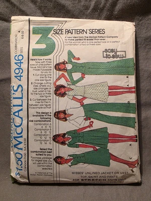 McCall's Cut Pattern #4946 VTG 70s Misses Jacket Vest Top Skirt Pants Sz 6 8 10 - Image 1 of 3