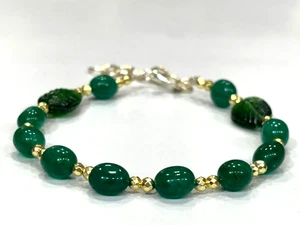 Beryl Oval with Chrom Leaf Pear Beads Nugget 5x7 mm Bracelet Gemstone Beads - Picture 1 of 5
