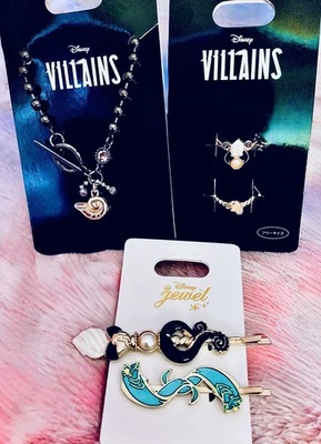 Disney Villanos Úrsula Collar Anillo Clip de Pelo Set Japón Exclusivo Sirena Regalo Foto 1 de 2