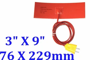 3" X 9" 76 X 229mm 280W w/ 3M w/ Plug JSR2 CE UL Silicone Rubber Heating Pad Mat - Picture 1 of 12
