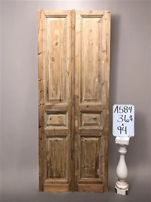 Antique French Double Doors (36.75x94) Raised Panel Doors, European Doors A584 - Image 1 of 4