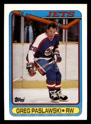  154 Greg Paslawski 28 Jets 1990 Topps Hockey Sports Trading Card  - Image 1 of 2