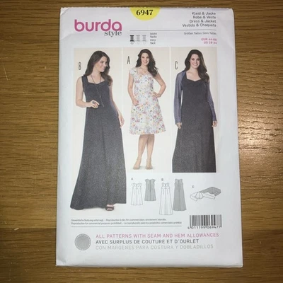 New Burda Sewing Pattern Dress & Jacket Size Eur 44 to 60 No. 6947 - Image 1 of 3