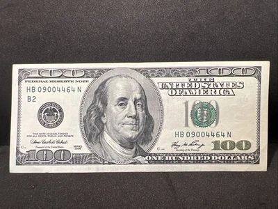 Series 2006 US One Hundred Dollar Bill Note $100 New York HB 09004464 N - Image 1 of 4