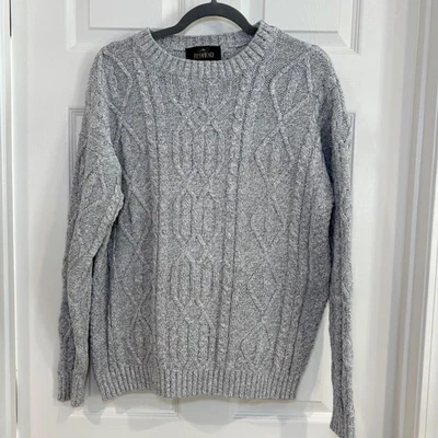 Suéter Pullover RedHead Gris Claro Tejido con Cable Pescador Cuello Redondo Hombres Talla M Foto 1 de 4