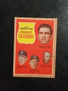 Vtg 1962 Topps #59 AL Strikeout Leaders (Pascual/Ford/Bunning/Pizzaro) VG - Picture 1 of 15