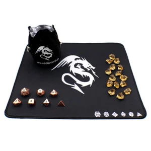 Juego de dados de metal D20 con contadores, bolsa de dados y tapete de juego para D&D - bronce - Imagen 1 de 5