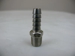 1/4" ID Hose Barb to 1/8" NPT Male Stainless Steel Straight Fitting - Picture 1 of 4