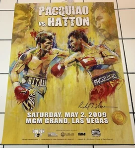 Poster MANNY PACQUIAO vs RICKY HATTON 18x24” SLONE ART 2009 Las Vegas $100 CHIP - Foto 1 di 6