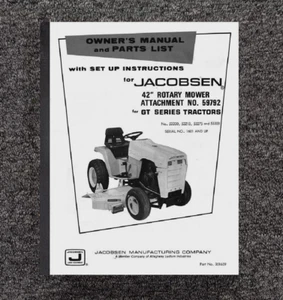 Tractor OP & Parts List Manual Jacobsen 42” Belly Mower Attachment GT Series - Picture 1 of 11