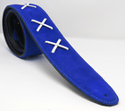Dave Gilmour Jimi Hendrix Style Leather and Suede Padded Guitar Bass Strap Blue