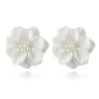Fashion Resin White Camellia Flower Petals Earrings Jewelry Decor Earrings Posts