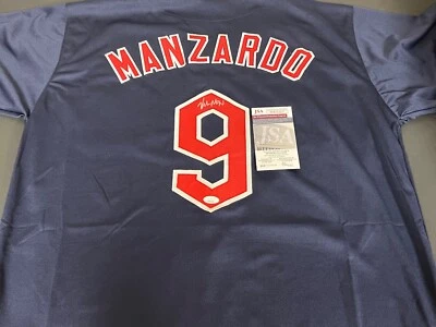 Kyle Manzardo Guardians Auto Signed Jersey Custom JSA Witness COA Blue - - Image 1 of 3