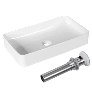Bathroom Vessel Sink Ceramic Sink Bowl Pop-up Drain Vanity Washbasin Counter Top - Picture 1 of 10