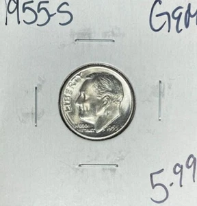 1955-S ROOSEVELT SILVER DIME ~ GEM ~BEAUTIFUL COIN~ - Picture 1 of 2