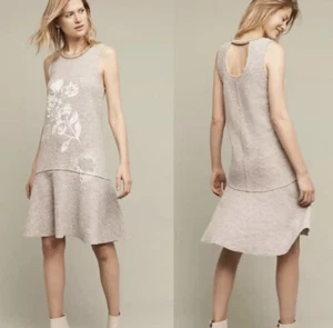 Anthropologie x Knitted & Knotted Gray Drop Waist Dress Sz M - Picture 1 of 9