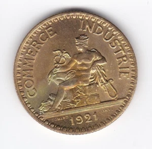 1921 France 2 Francs AMAZING FULL GOLDEN SUPERB LUSTER! - Picture 1 of 2