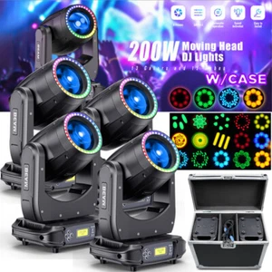 200W LED Beam Moving Head Light RGBW Gobo Spot Stage Lighting DJ Disco DMX+Case - Picture 1 of 20