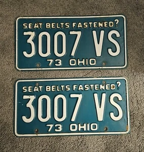 Pair of 1973 Shelby County Sidney Ohio License Plates - Picture 1 of 2