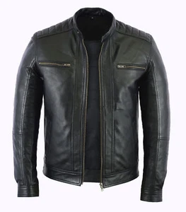 Giacca da moto stile motociclista alla moda in vera pelle pelle d'agnello stile motociclista - Foto 1 di 5