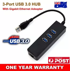 USB 3.0 HUB 3 puertos con adaptador Gigabit Ethernet RJ45 1000 Mbps para computadora portátil PC MAC - Imagen 1 de 8
