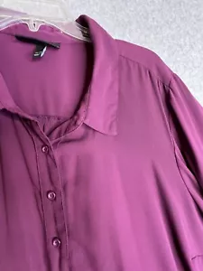 Lane Bryant Top 26/28 Plus Women's Purple Lightweight Sheer Button Down Blouse - Picture 1 of 18