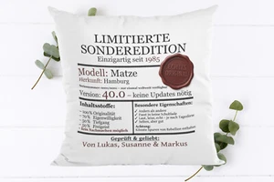 Geschenk Geburtstag personalisiert Kissen 30 40 50 60 Jahre Mann Frau Deko - Bild 1 von 13