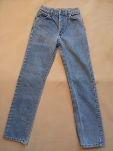 Vintage Boys Lee Blue Jeans 22 × 28 All Cotton Straight Leg 5 Pocket Zip Button - Picture 1 of 14