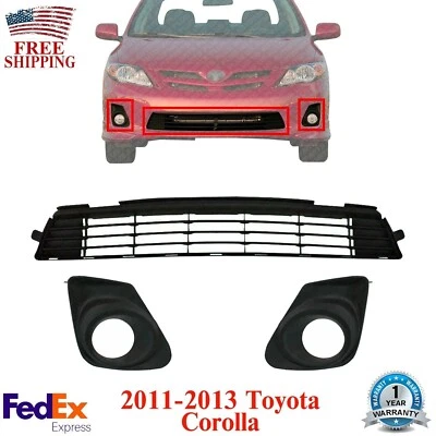 Grelha de para-choque dianteiro texturizada + acabamento de molduras de luz de neblina para Toyota Corolla 2011-2013 - Imagem 1 de 4
