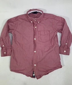 Gap Kids Shirt Boys XS 4-5 , Button Down Long Sleeve Red Pink Cotton - Picture 1 of 3