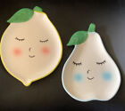 Fruit Wall Hangings MCM Style Pear and Lemon set 9x6x2 Vintage Plaques
